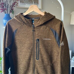 Eddie Bauer First Ascent Fleece Lined Brown Jacket with Black Details M Tall